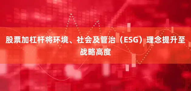 股票加杠杆将环境、社会及管治（ESG）理念提升至战略高度